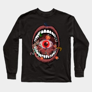 open mouth with eye and several bugs inside Long Sleeve T-Shirt